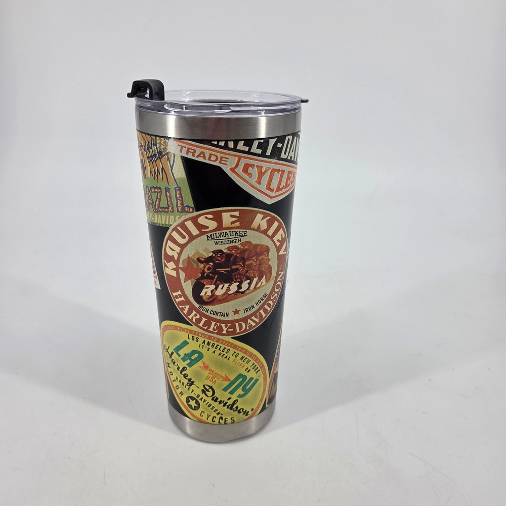 Harley Davidson 2019 Vintage Travel Decal Stainless Steel Tumbler 20oz Dent